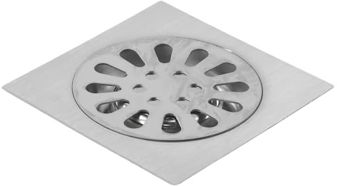 Vibsky Scarico quadrato per doccia in acciaio inossidabile con copertura rimovibile, motivo a griglia da 10 cm, per cucina e bagno, facile da installare, impianto idraulico in stile moderno