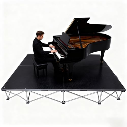 Escenario Modular Paquete de 4 plataformas portátiles de alta resistencia con patas plegables de aluminio, 1 metro cuadrado, antideslizantes, modulares(H 20cm/8in)