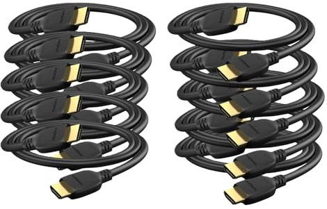 BRENDAZ 8K HDMI 2.1 Cable, 48Gbps Ultra High-Speed HDMI to HDMI Cord, Compatible with PS5, PS4, Xbox, TV, Monitor, 4K Blu-ray Players, 6-Feet, Pack of 10