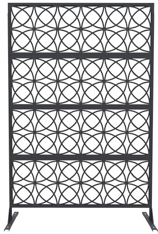 Garveelife Sichtschutz Metall 180x117cm Freistehend, Kupfer Balkon Terrasse | Inklusive Standfuß, Witterungsbeständig, Pulverbeschichtet, Rostfrei, Ornament-Zaun, Stabile Trennwand, Garten-Deko