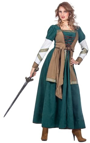 WILBERS & WILBERS 320470 - Wikinger Kostüm Damen, langes Wikingerkleid für Mittelalter Kriegerin, Karneval, LARP