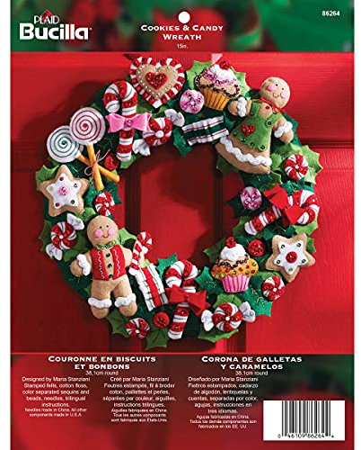 Bucilla Filz-Applikationskranz-Set, 38,1 cm, rund, 86264 Cookies & Candy