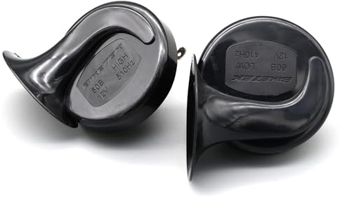 Motorcycle Twin Snail Horn Pair Black Motorbike Scooter 130Db Hi/Low Horn 12V
