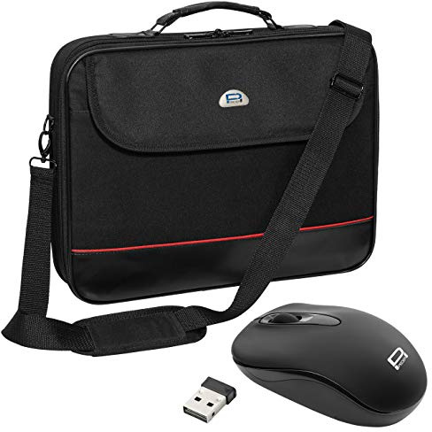 PEDEA Laptoptasche Trendline Umhängetasche Messenger Bag für 13,3 Zoll (33,8 cm) inkl. schnurloser Maus, schwarz
