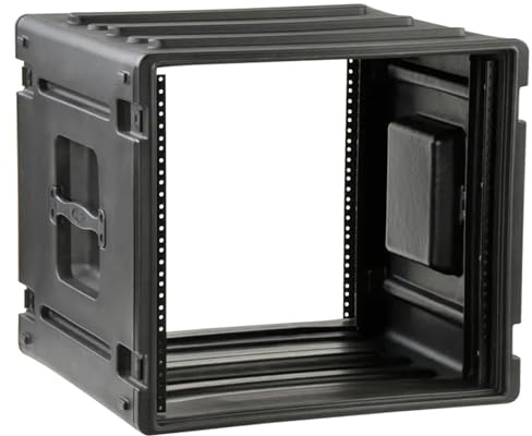 SKB 10U Roto Rack Case - Durable Polyethylene Gear Protector, Stackable, Waterproof with Twist Latches & Rubber Feet for Musicians, Black