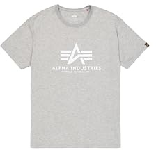 ALPHA INDUSTRIES Herren Basic T-shirt, Grey Heather/White 230, L