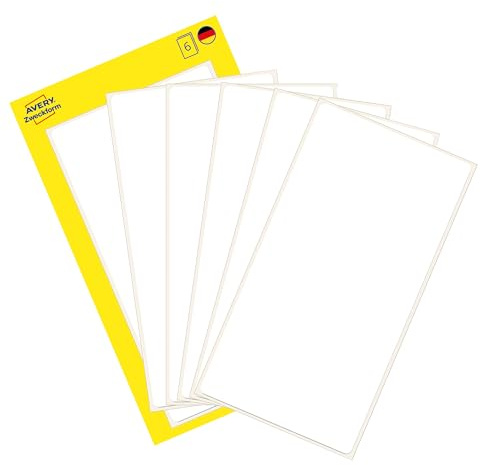 AVERY Zweckform 3047 Haushaltsetiketten selbstklebend (98x51 mm, 6 Aufkleber auf 6 Bogen, Vielzweck-Etiketten für Haushalt, Schule und Büro zum Beschriften und Kennzeichnen) blanko, weiß