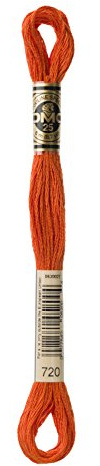 DMC 117-720 Six Strand Embroidery Cotton Floss, Dark Orange Spice, 8.7-Yard