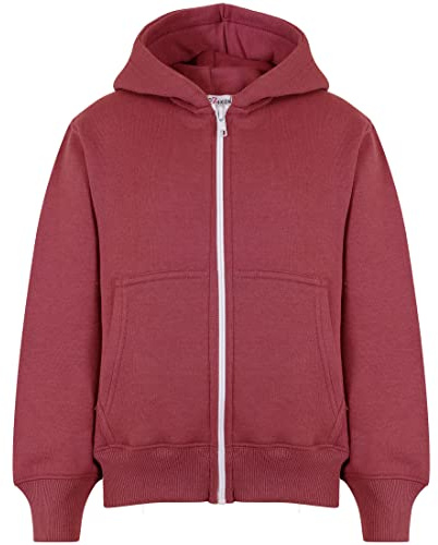 A2Z 4 Kids Girls Boys Classic Plain Full Zip-Up Hooded - Hoodie Plain Wine 9-10