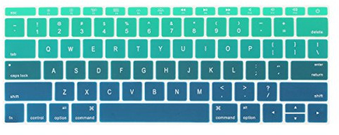 Batianda Cubierta de teclado de color Ombre para MacBook Pro de 13 pulgadas A1708 (sin barra táctil) 2017 y 2016 liberación y MacBook 12 pulgadas A1534 silicona protectora Skin (verde degradado)