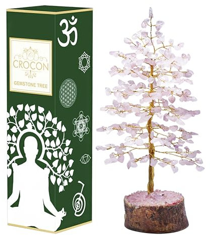 Rose quartz Healing Crystal Tree Bonsai, Desk Decor for Women Pink Room & Office Decor Spiritual Gift Meditation Crystals for Home room decor cute housewarming gifts for women Mum Birthday - 10
