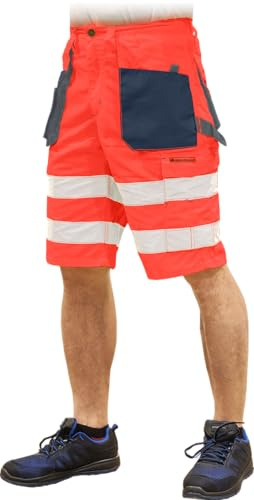 LEBER & HOLLMAN Kurze Arbeitshose Sicherheitshose Schutzhose Warnhose Sommer Orange (LH-FMNX-TS) (XXL)