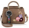 NICOLE & DORIS Damen Leder Handtasche Umhängetaschen mit Blume Jahrgang Griff Tasche Designer Tote Geldbörse mit Pom Pom khaki