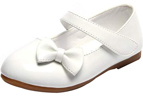 PPXID Mädchen Mary Jane Halbschuhe Bequem Lackleder Ballerinas,Weiß,36 EU