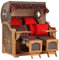 MR. DEKO® Strandkorb Düne Grande XL 2,5-Sitzer Teak | PE Geflecht Grey - Dessin 529 | Volllieger Strandstuhl mit Bullauge inkl. 2 Fußablagen | je 2 Kissen und Nackenkissen | Strandkörbe aus Teakholz