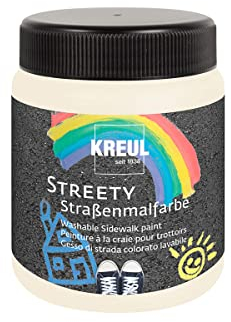 KREUL 43101 - Streety Straßenmalfarbe in Wolkenweiß 200 ml, abwaschbare Flüssigkreide zum Malen mit Pinsel oder Roller, flüssige Straßenmalkreide, vegan, dermatologisch getestet, auswaschbar