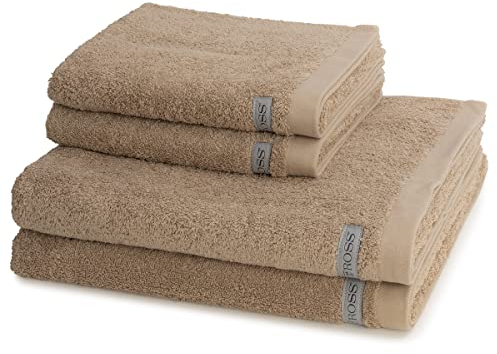 Ross Uni-Walk Handtücher Sinfonie 4009, Set 4-tlg walnuss, 2X Handtuch 50x100 cm, 2X Duschtuch 70x140 cm