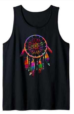 Bunte Traumfänger Federn Tribal Indianer Indianer Tank Top