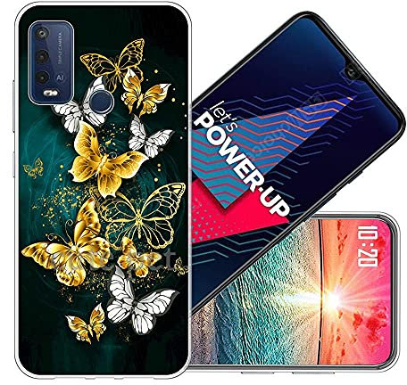 vingarshern Coque Wiko Power U30 Housse Cover Anti Choc Protection,Ultra Fine Bumper Case Étui Wiko Power U30 Coque en Silicone Souple Back Couverture,Papillon doré
