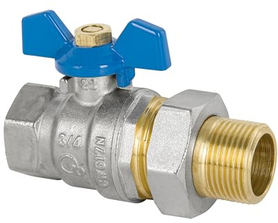 KNM TRADE Kugelhahn 3/4 Mit Flügelgriff Messing Sandgestrahlt Grau | Trinkwassergeeignet, PTFE-Dichtung, bis 120°C, Verschraubung