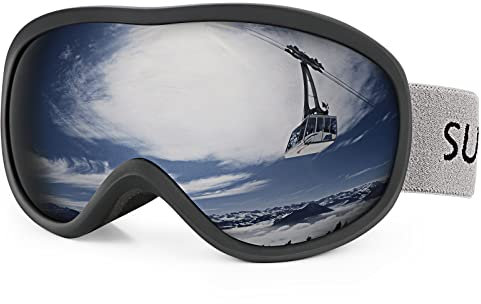 Supertrip Skibrille Herren Damen, Snowboardbrille für Brillenträger OTG Sphärisch Verspiegelt UV400-Schutz Antifog Kompatibler Helm Skibrillen Snowboard Brille für Skifahrer