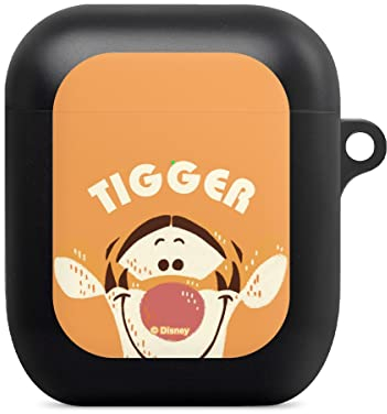 Hülle mit Karabiner kompatibel mit Apple AirPods Case schwarz Schutzhülle mit Schlüsselanhänger Disney Winnie Puuh Offizielles Lizenzprodukt