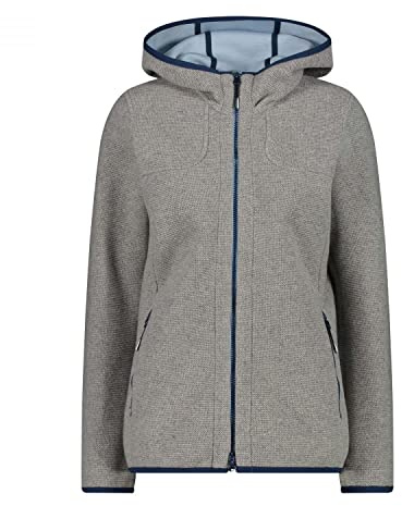 CMP Woman Jacket Fix Hood Bonded Wooltech 32M1606 Größe 36 40UM grigio melange-cristall blue