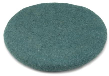 feelz - Sitzkissen rund aus Filz - Verschiedene blautöne - 100% Wolle - Durchmesser ca. 40 cm - Höhe ca. 2-3 cm - Handarbeit (Petrol)