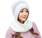 Vpoofree Mütze Damen Winter Strickmütze Kapuzenschal Warme Mütze und Schal Wintermütze mit Pompon Strick Beanie Damen Winterset Bommelmütze für Fraue Mädchen(Weiß Dame Set Mütze+ Schal)