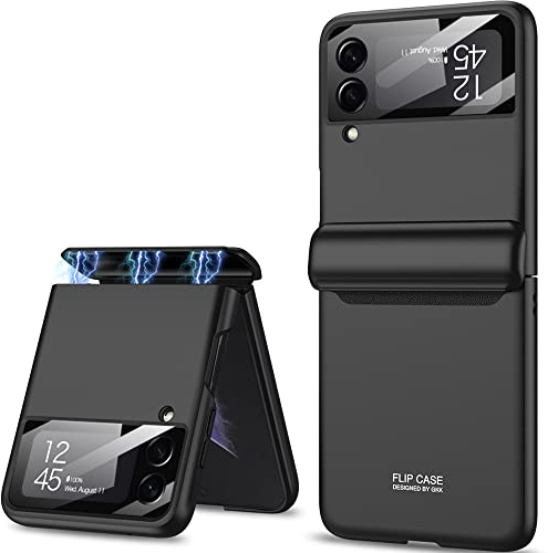Custodia per Samsung Galaxy Z Flip 4 Costruito Nella Copertura Lente Della Fotocamera e Cerniera Protezione, Cover Protettiva Antigraffio Antiurto per Impieghi Gravosi per Galaxy Z Flip 4 5G(Nero)