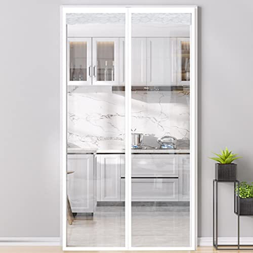 Rideau de Porte Magnétique à Isolation Thermique Épaissir Transparent Pvc Rideau de Porte Thermique Isolation Panneau Imperméable Rideau de Porte,Fermeture Automatique (120x220cm)