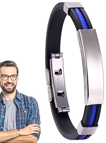 NAZHUA Bracciali da Uomo in Acciaio Inossidabile | Fantastico Braccialetto in Silicone con Messaggio Personalizzato inciso - Bracciale in Acciaio al Titanio Regalo per Uomo Donna