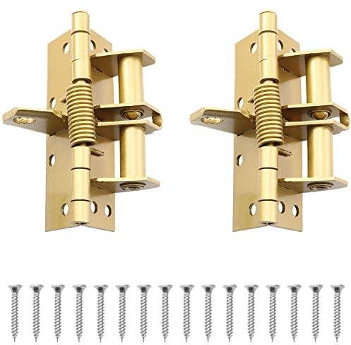 Self-Closing Door Hinges TAODAN 4PCS 4 Inch Automatic Self Closing Soft Close Hinges for Kitchen Cabinets Garage,Spring Loaded Hinges for Gates Wooden Boxes,90 Degree Door Stopper