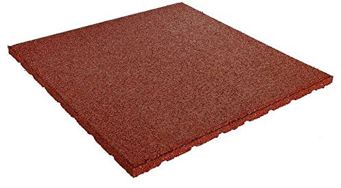 WUEFFE Piastrelle in Gomma anticaduta 40x40 h2,5 - piastrella Gomma antitrauma Antiscivolo antishock (Rosso, 4)