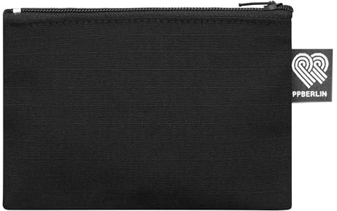 PP-Berlin Ripstop Etui klein Schwarz, Geldbörse und Mini-Tasche | Leicht, vegan, handgefertigt, ein Fach mit Reißverschluss