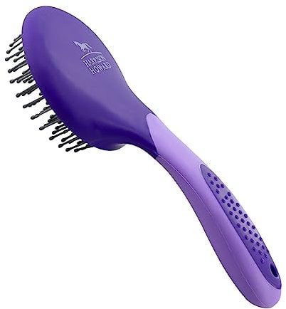 Harrison Howard Horse Mane and Tail Brush - Professional Grooming Brush, Equestrian Detangler, Non-Slip, Purple