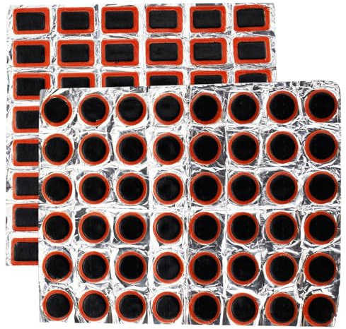 96Pcs Square Patch+Round Patch, Bicycle Tube Puncture Rubber Patches Bike Tyre Repair Kits Inner Tube Puncture Repair Kit for Road Mountain Commuter Bikes Motorcycles Repairing