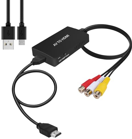Nizirioo Cable Convertidor RCA a HDMI, Audio de Vídeo AV 1080P Compuesto CVBS, PAL/NTSC, Compatible Con PSone/PS2/PS3/STB/Xbox/VHS/VCR/Blue-Ray