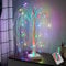 50cm Fibre Optic White Birch Tree, Small USB & Battery Operated with Remote Control - Pre Lit LED Christmas Tree for Indoor Decoration
