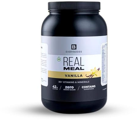 Real Meal - Meal Replacement Protein Powder - Protein Powder Made from Real Food Sources with 42g Vegan Protein - Made from Protein, Carbs, Fats & Superfoods - 1.53kg - 17 Servings - Vanilla