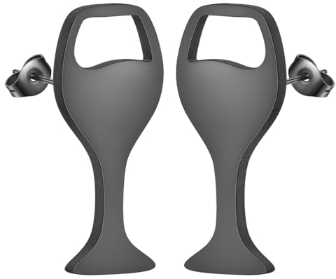 Extra winzige Weinglas-Ohrstecker, Edelstahl, Weinglas-Ohrstecker für Damen und Herren, zierlicher Cocktail, geometrischer Schmuck, Geschenk, Edelstahl