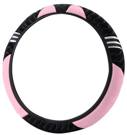 JNNJ Anti Rutsch Lenkradabdeckung, Auto Lenkradhülle, Winter Warm Lenkradschoner, Lenkradbezug Winter, Plüsch Lenkradbezug, Universal Fahrzeug Innenraum(Rosa)