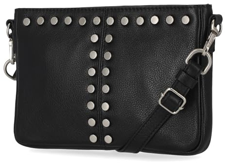HARLEY-DAVIDSON Damen Umhängetasche aus Leder, Schwarz (doppelt genietet)