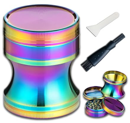 Grinder Crusher | Rainbow Metallic | Kegelform | ⌀ 5 cm | Höhe: 6,3 cm | Metall | Gewürz Kräuter Mühle