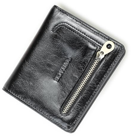 CONTACTS Geldbörse aus echtem Leder für Damen mit Kartenfächern, Münzfach mit Druckknopfverschluss, schwarz 2, Casual