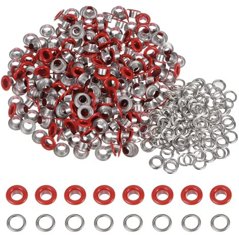 QUARKZMAN 200 Set di Occhielli Metallici Colorati 5mm 3/16 Occhielli Metallici con Foro Rondelle per Scrapbooking Scarpe Abbigliamento Pelle Tela, Rosso