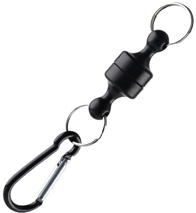 Generic Carabiner Magnetic Hook, Heavy-Duty Magnetic Key Clip, Stainless Steel Magnetic Key Holder, Stainless Steel Karabiner Locking Carabiners Hooks for Outdoor Fishing Hiking, Traveling, Black