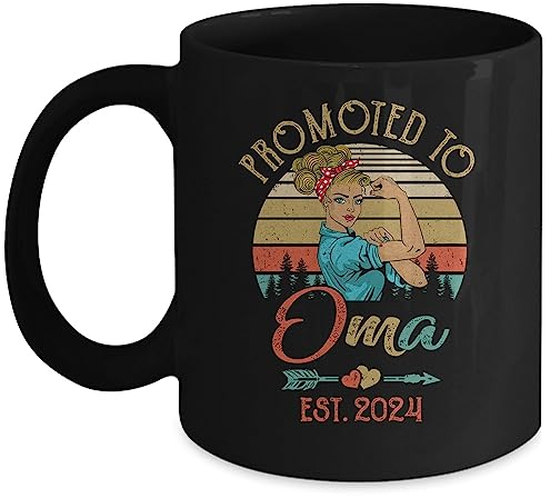 Taza De Cerámica Promoted To Oma Est 2024 Retro First Time Oma Taza De Desayuno Porcelana Porcelana Personalizada Taza Cerámica Para Leche Oficina Mamá 330Ml
