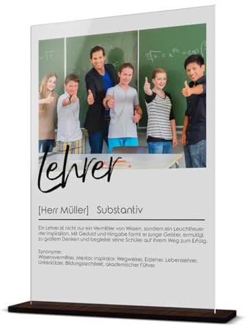 Acrylglasbild Definition mit individuellem Fotodruck - Persönliches Geschenk für Lehrer zum Abschied - Foto Bild für Lehrer - Acryl Glasfoto personalisiert - Wandbild als Abschiedsgeschenk