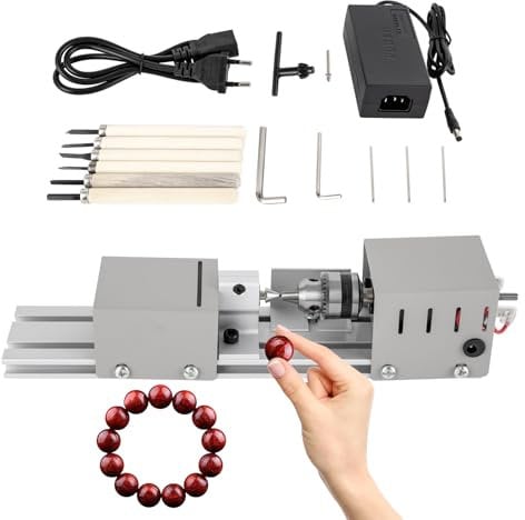 Mini tornio, tornio preciso, velocità regolabile, levigatrice per perline fai da te, tornio in metallo con strumento per la lavorazione del legno, tornio per legno, 100 W, 220 V, 4000-9000 giri/min